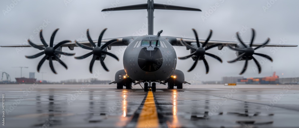 Canvas Prints  A large jetliner on the tarmac next to another on the runway