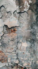 Obraz premium Weathered and timeworn urban wall with peeling paint in neutral colors conveying a sense of age and decay.