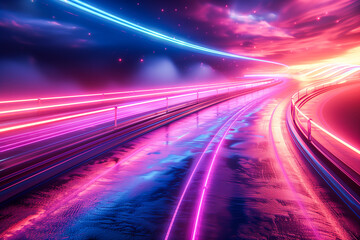 Fototapeta premium Abstract Background with Pink and Blue Light Streaks in Motion