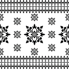 black and white floral geometric ethnic