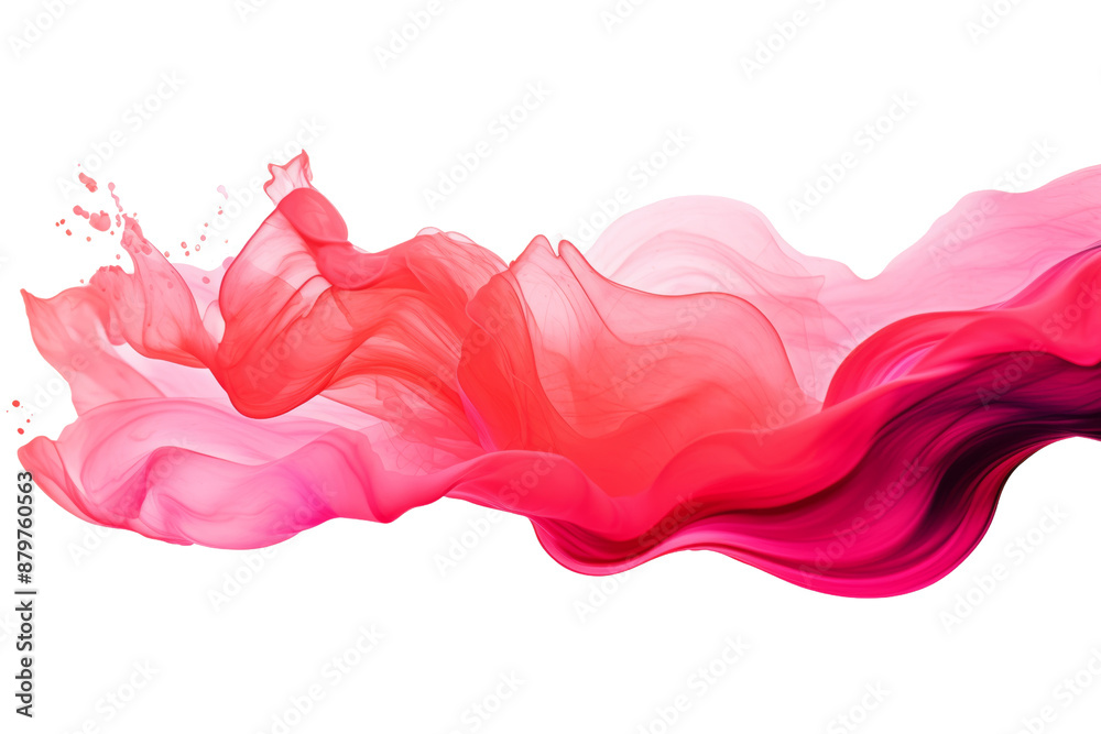 Poster dynamic stroke of pink and red paint, expressive design isolated on white background