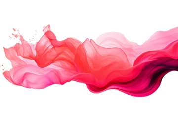 Dynamic stroke of pink and red paint, expressive design Isolated on white background