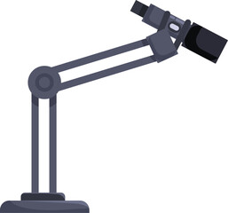 Professional studio microphone is standing on an adjustable arm, ready for recording