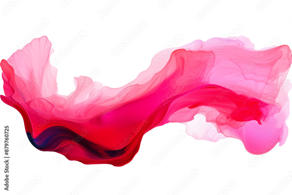 Poster dynamic stroke of pink and red paint, expressive design isolated on white background