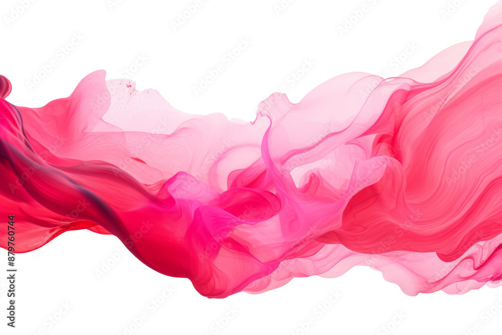 Poster dynamic stroke of pink and red paint, expressive design isolated on white background