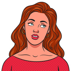 Eye Roll girl pop art retro PNG illustration. Comic book style imitation.