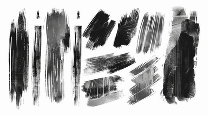 A striking composition featuring black and white brush strokes with varying textures and patterns, creating a visually captivating and artistic image.