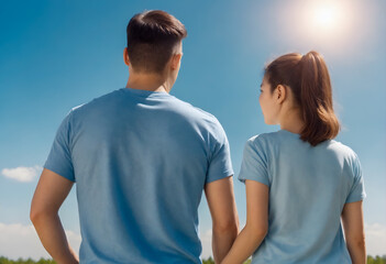 Fototapeta premium Rear view of couple looking at horizon