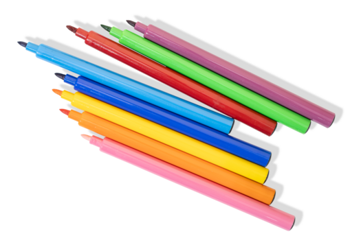 Group of Coloring markers with shadow cut out