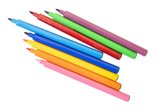 Group of Coloring markers cut out