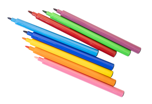 Group of Coloring markers cut out