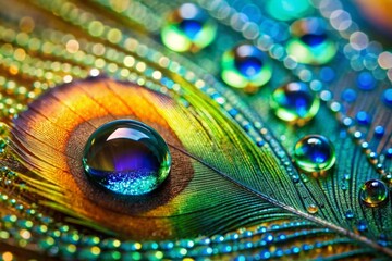Obraz premium Single peacock feather vibrant colors.