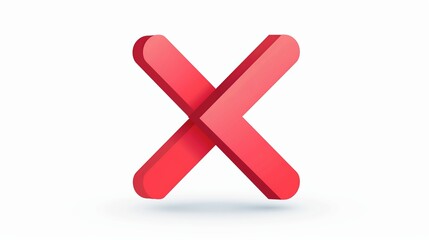 Obraz premium A single large red X symbol prominently displayed on a white background, clearly indicating an error, wrong answer, or disapproval in a distinct visual manner.