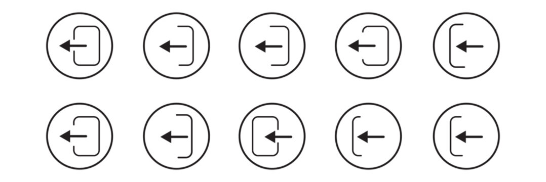 icons sign in and sign out app vector symbol logout and login, arrow and door icon exit and entry
