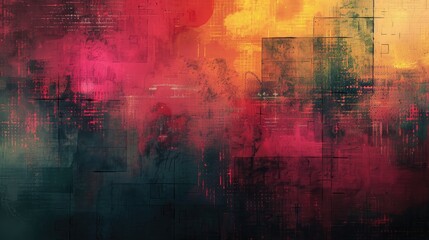 Abstract painting with bold brushstrokes in pink, orange, and black. Textured and vibrant, perfect for modern decor.