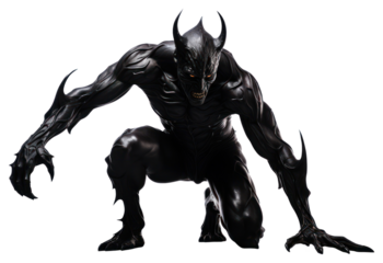 PNG Black demon devil adult white background bodybuilder.