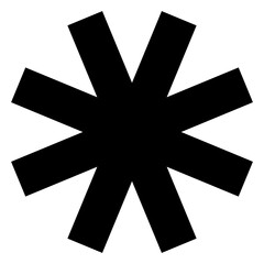 Minimalistic black snowflake icon on a transparent background. Perfect for use in web design contexts.