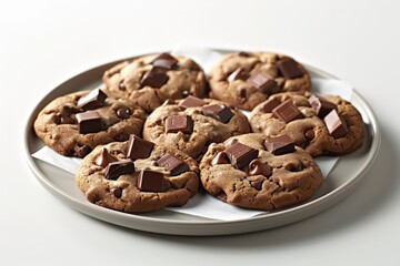 Obraz premium Delicious Double Chocolate Chip Cookies With Abundance of Chocolate