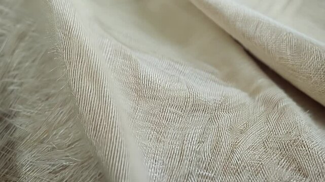 Eco fabric close-up with the texture of natural fibers.
Concept: Eco-friendly materials, sustainable development, natural