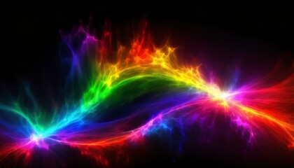 Fototapeta premium 黒い背景に光る虹色、クールで幻想的なプラズマのアクセント、スタイリッシュに表現 Generated by AI