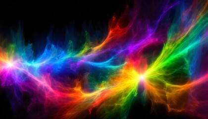 黒い背景に光る虹色、クールで幻想的なプラズマのアクセント、スタイリッシュに表現 Generated by AI