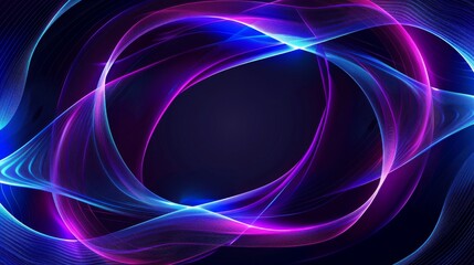 Abstract Neon Waves Framing Black Background: Beige Aesthetic Digital Art. Generative AI