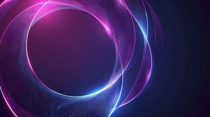 Abstract Neon Waves Framing Black Background: Beige Aesthetic Digital Art. Generative AI