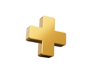 3d Plus icon Gold  3d illustration
