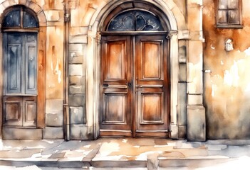 vintage old art sketch illustration painting watercolor doors abstract blue pattern texture design mosaic square colours