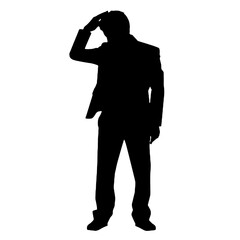 Business man icon. Male face silhouette  Vector illustration.