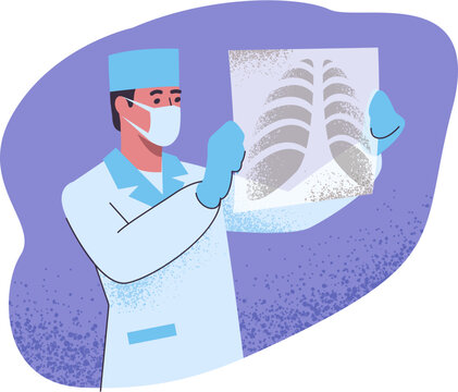 Surgeon looking at x-ray