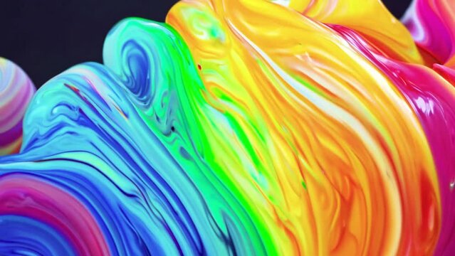 Abstract background with rainbow colors liquid surface with waves. Seamless reversible texture loop for logo, text, presentation. LGBT Love, Equal, Diversity concept.4k