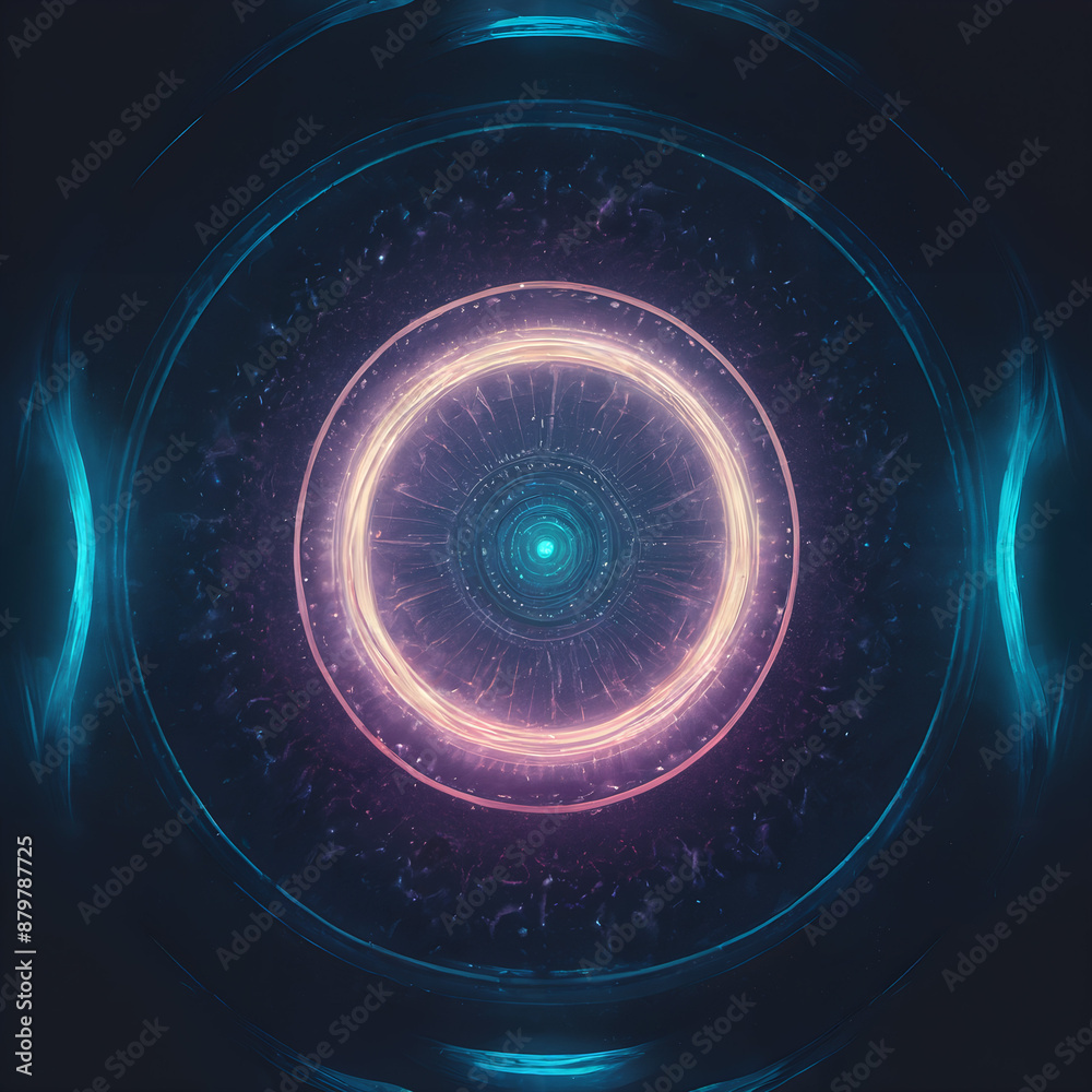 Canvas Prints glowing fractal mandala with neon concentric circles
