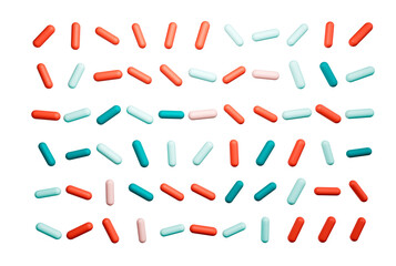 Colorful sprinkles, top view 3d illustration
