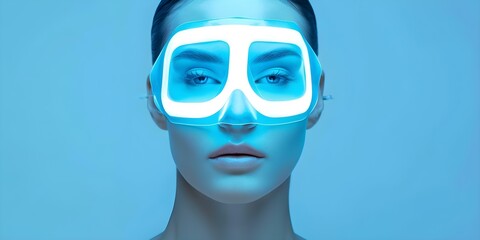 Demonstrating LED Face Mask for Cutting-edge Skincare Technology. Concept LED Face Mask, Skincare Technology, Beauty Innovations, Light Therapy, Anti-Aging Treatments