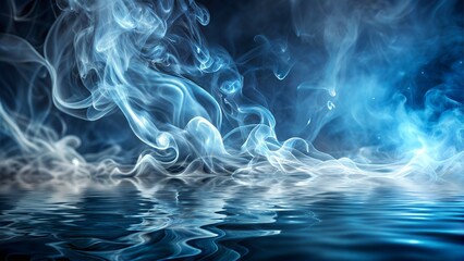 Obraz premium Abstract Blue Smoke Rising Above Water. Generative AI