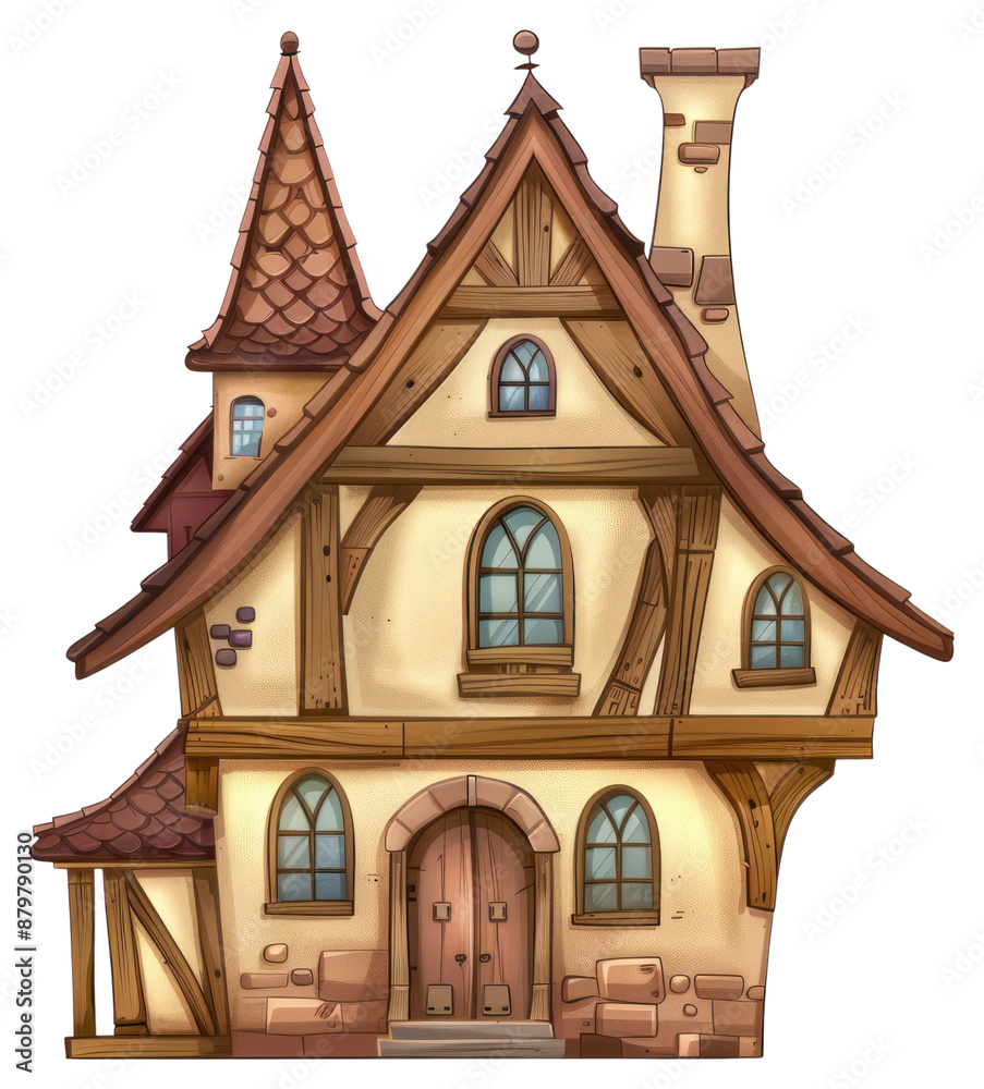 Wall mural png cartoon of nordic architecture building house.