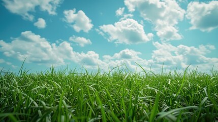 Obraz premium A serene landscape with lush green grass and a clear blue sky