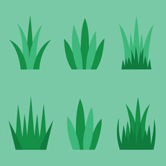 Fototapeta premium Bright grass with flowers in it Vector artwork set on a white backdrop 