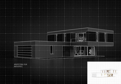 Architectural Plan Photo Effect