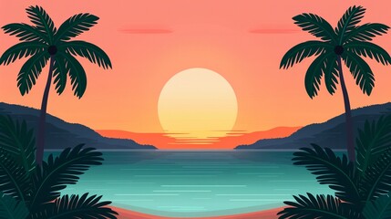 Obraz premium Exploring a hidden beach, selfcare and adventure, flat design illustration