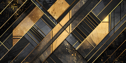 Obraz premium geometric black gold background. luxurious textured background of lines and slabs