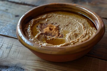 Bowl of Turkish Tahin Pekmez with tahini and molasses