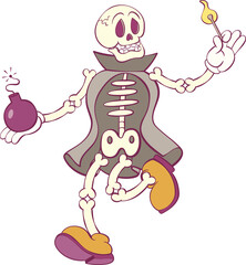 Retro groovy halloween mascot character