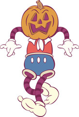 Retro groovy halloween mascot character