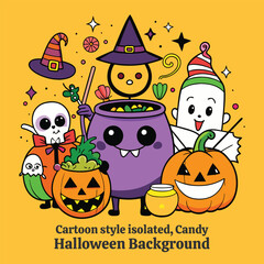 Cartoon style isolated, Candy Halloween Background