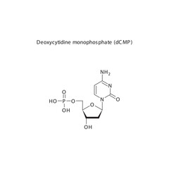 Deoxycytidine diphosphat (dCDP) skeletal structure schematic illustration, Nucleoside molecule.