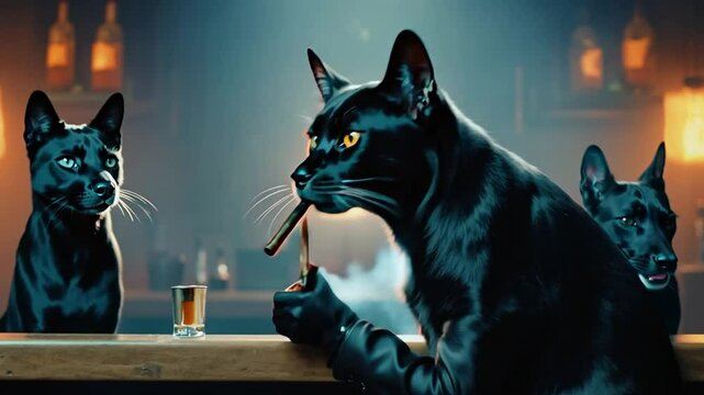 Gangster Cat Smoking and Drinking Generative AI