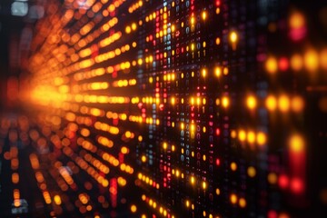 Obraz premium Abstract Digital Wall With Glowing Binary Code