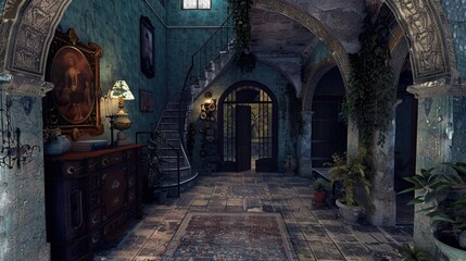 Fototapeta premium Celestial Gardens Environment. AI generated art illustration.